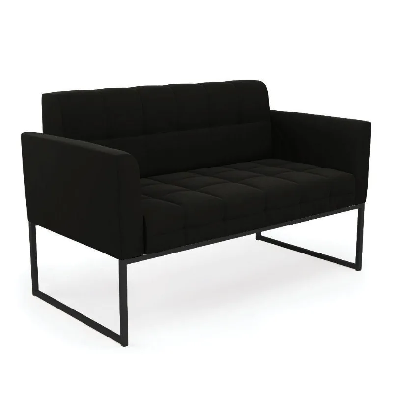 Sofá Namoradeira Elisa Suede Base Metálica Industrial Preto - D'rossi Cor Preto