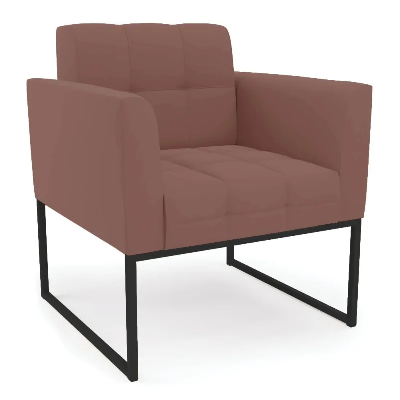 Poltrona Elisa Veludo Base Metálica Industrial Preto - D'Rossi Rose