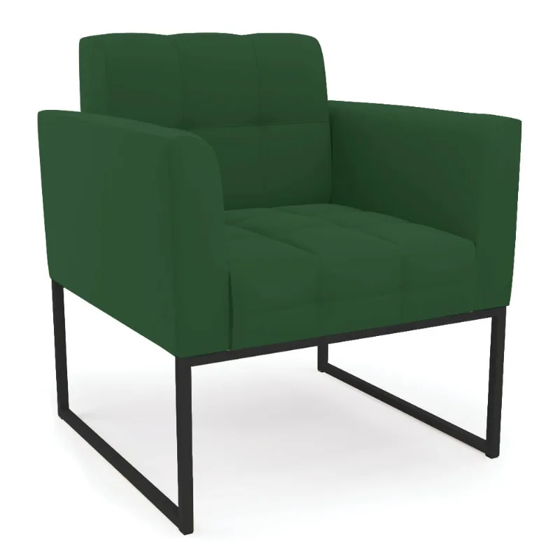 Poltrona Elisa Veludo Base Metálica Industrial Preto - D'Rossi Verde