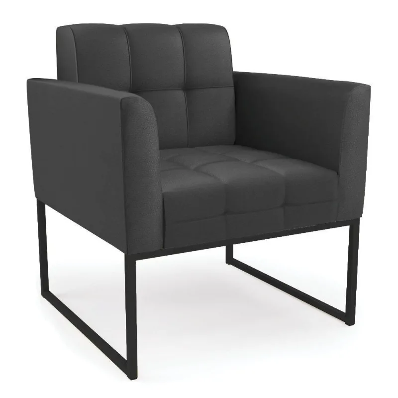 Poltrona Elisa Corino Base Metálica Industrial Preto - D'rossi Cor Preto