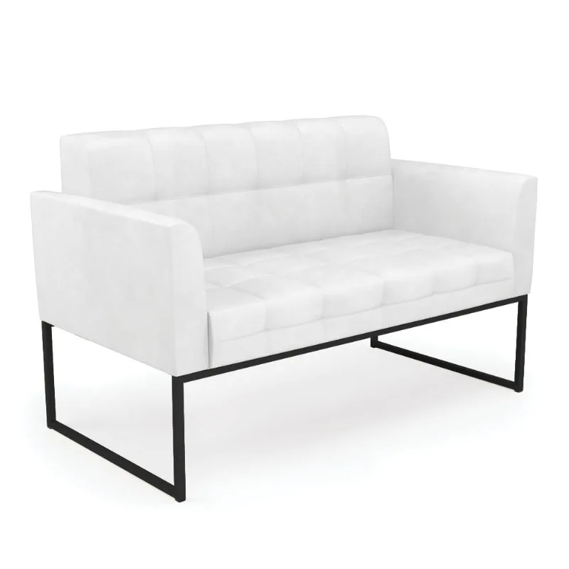 Sofá Namoradeira Elisa Corano Base Metálica Industrial Preto - D'Rossi Branco