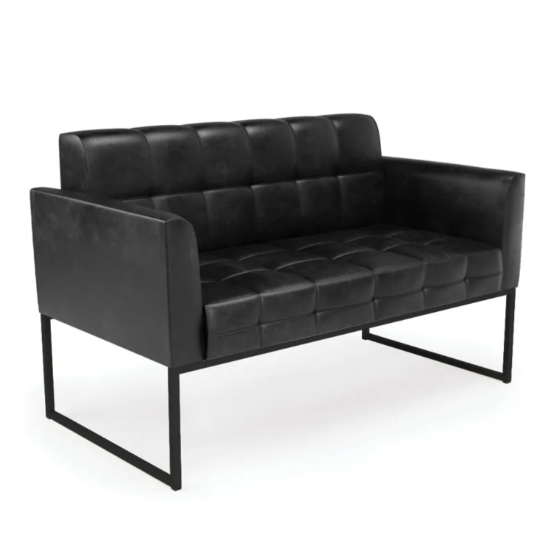 Sofá Namoradeira Elisa Corano Base Metálica Industrial Preto - D'Rossi Preto