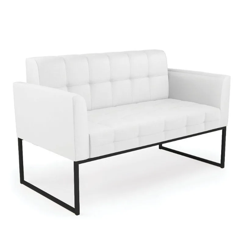 Sofá Namoradeira Elisa Corino Branco Base Metálica Industrial Preto - D'rossi