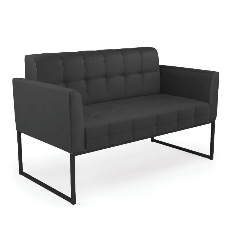 Sofá Namoradeira Elisa Corino Preto Base Metálica Industrial Preto - D'rossi
