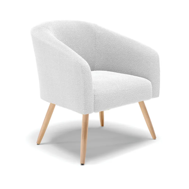 Poltrona Decorativa Pé Palito Natural Stella Bouclê Off White D03 - D'Rossi