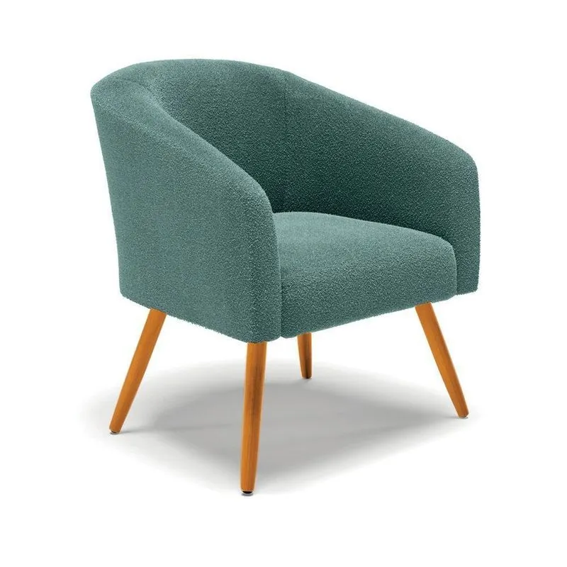 Poltrona Stella Bouclê Pés Palito Castanho - D'rossi Cor Verde Menta