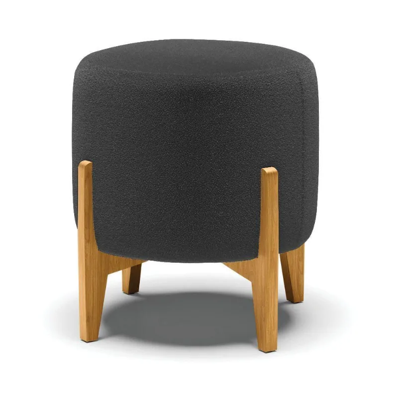 Puff Banqueta Decorativo Base Madeira Stella Bouclê P01 - D'rossi Cor Grafite