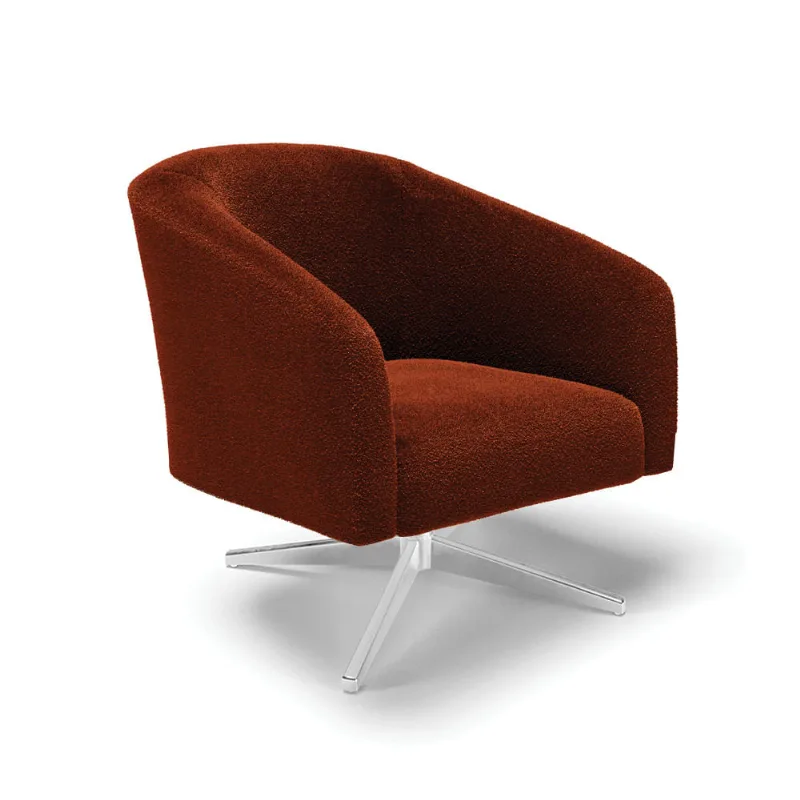 Poltrona Decorativa Base Giratória Cromada Stella Bouclê Terra D03 - D'Rossi