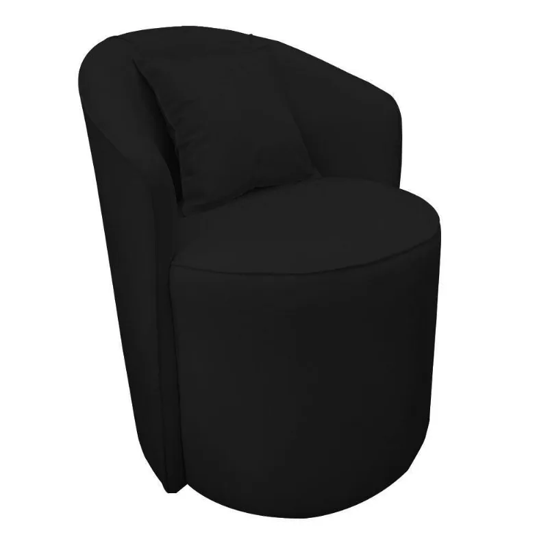 Poltrona Redonda Serena Suede Base Fixa C05 - D'rossi Cor Preto