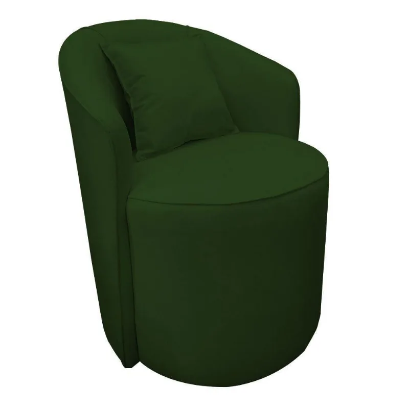 Poltrona Redonda Serena Suede Verde Base Fixa C05 - D'rossi