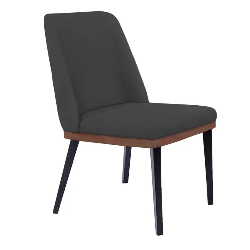 Cadeira de Jantar Bahia Suede Grafite Pés Chanfrado Tabaco - D'Rossi