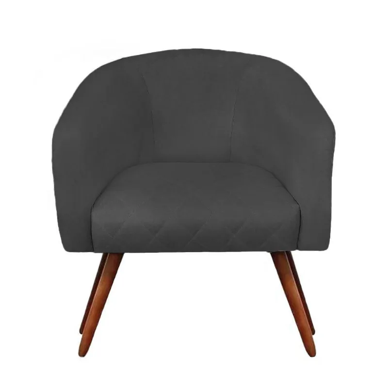 Poltrona Bianca Com Tressê Suede Pés Palito Castanho - D'rossi Cor Grafite