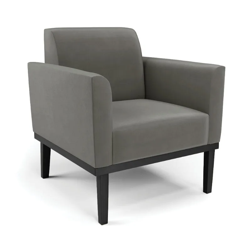 Poltrona Base de Madeira Fixa Preto Marisa Suede Grafite