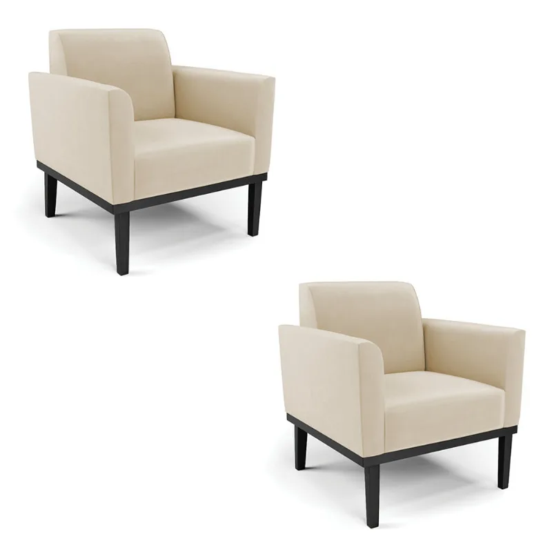 Kit 2 Poltronas Base de Madeira Fixa Preto Marisa Suede D03 - D'Rossi Rosa Bebê