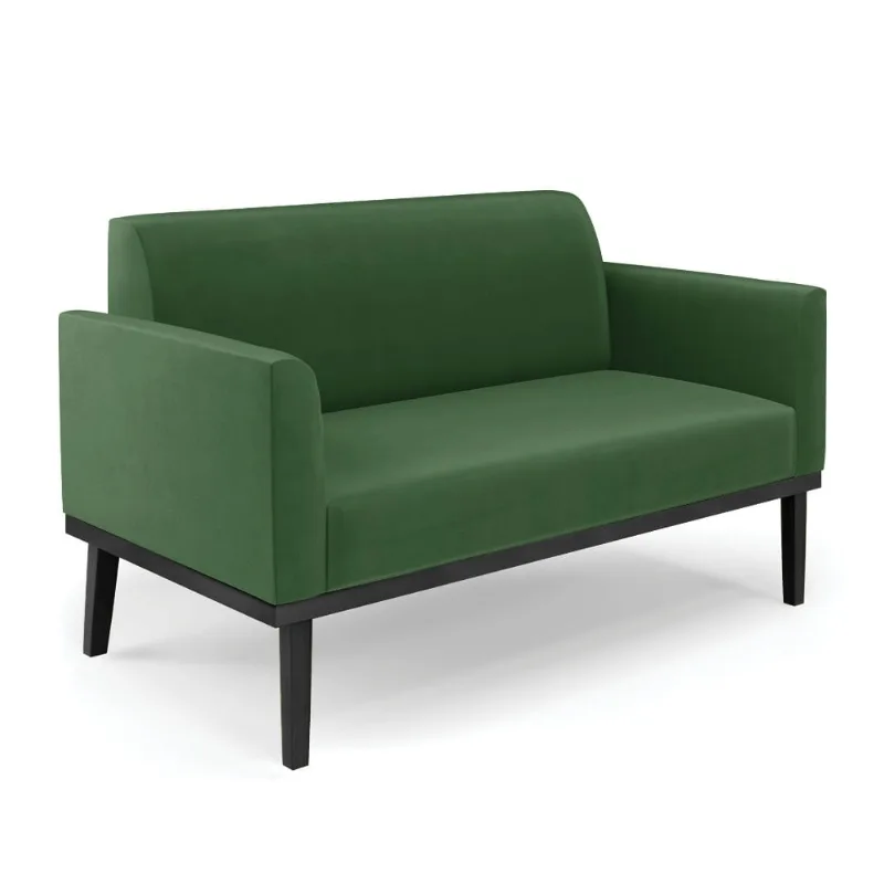 Sofá Namoradeira Base de Madeira Fixa Preto Marisa Suede D03 - D'Rossi Verde