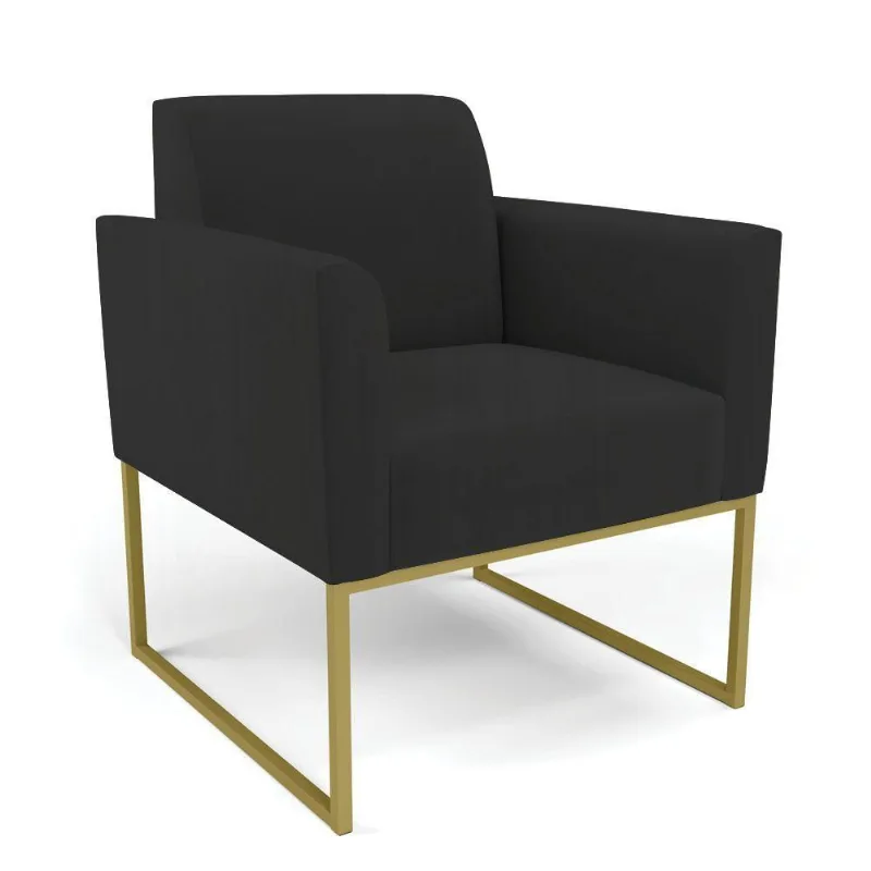 Poltrona Base Industrial Dourado Marisa Veludo D03 - D\'rossi Cor Preto