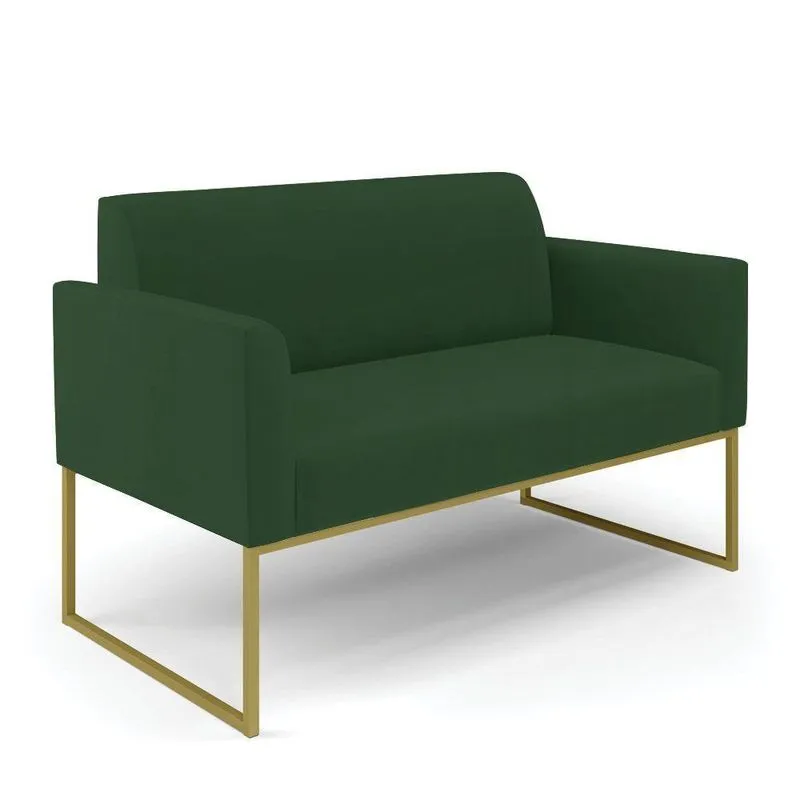 Sofá Namoradeira Base Industrial Dourado Marisa Veludo Verde D03 - D'rossi