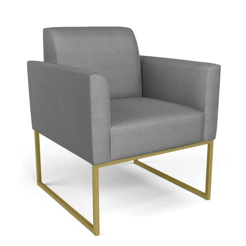 Poltrona Base Industrial Dourado Marisa Veludo Luxo D03 - D\'rossi Cor A131 Grafite