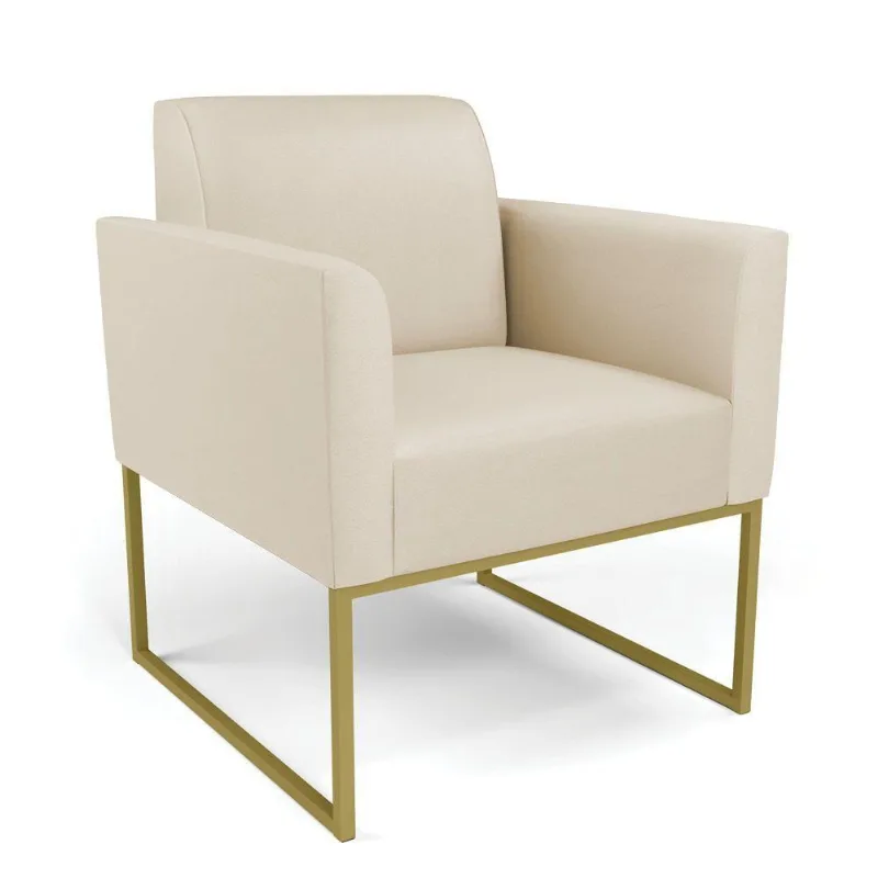Poltrona Base Industrial Dourado Marisa Corino D03 - D\'rossi Cor Bege