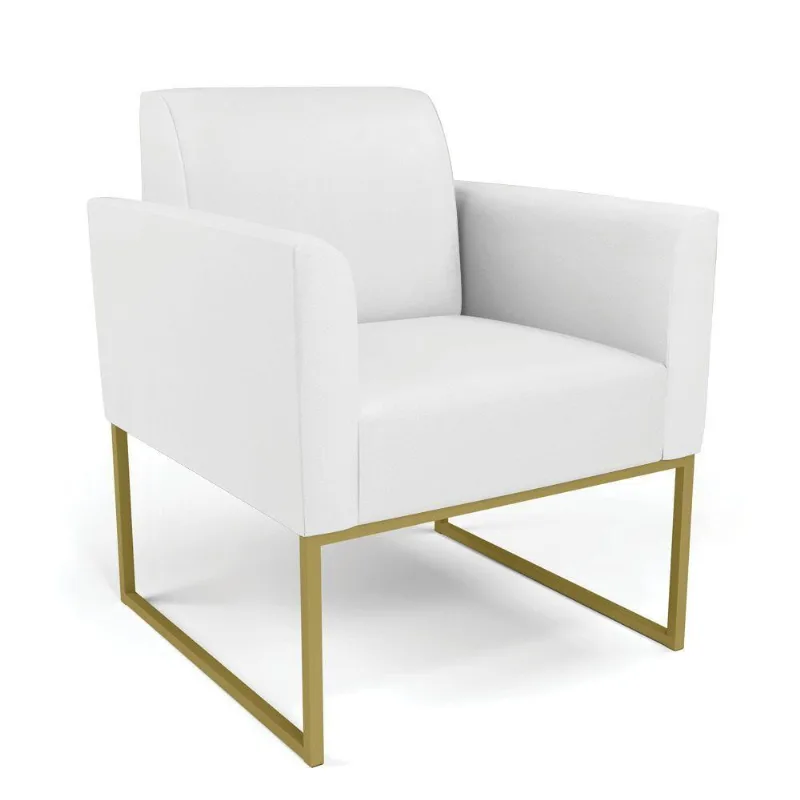 Poltrona Base Industrial Dourado Marisa Corino D03 - D\'rossi Cor Branco