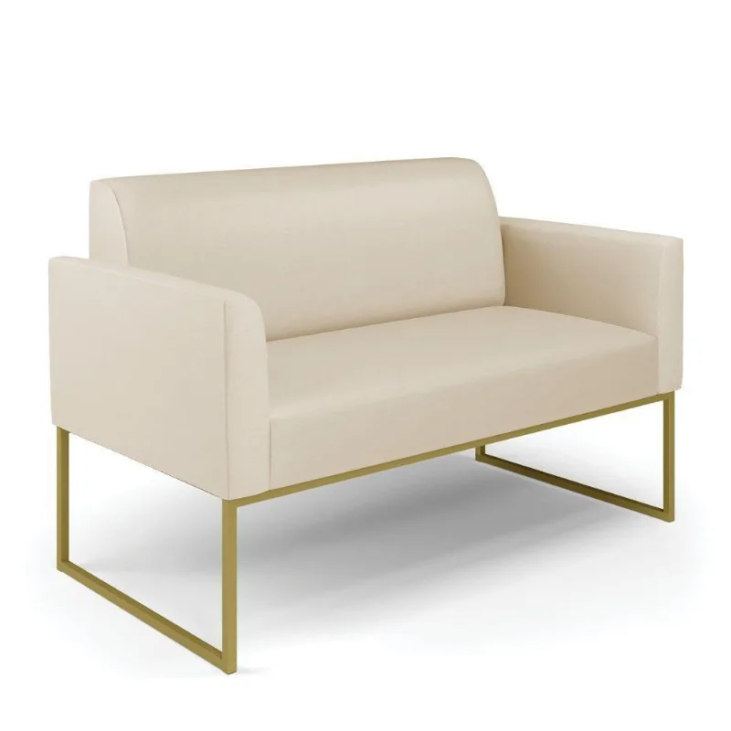 Sofá Namoradeira Base Industrial Dourado Marisa Corino D03 - D\'rossi Cor Bege