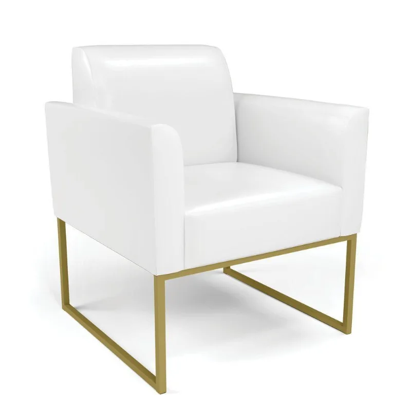 Poltrona Base Industrial Dourado Marisa Corano Branco D03 - D'rossi