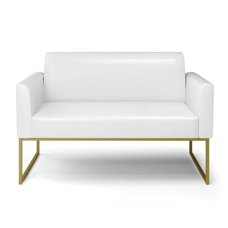 Sofá Namoradeira Base Industrial Dourado Marisa Corano Branco D03 - D'rossi