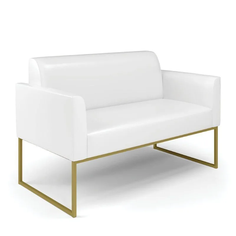 Sofá Namoradeira Base Industrial Dourado Marisa Corano D03 - D\'rossi Cor Branco