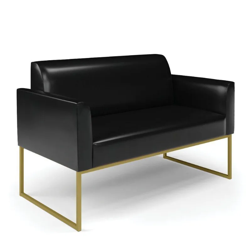 Sofá Namoradeira Base Industrial Dourado Marisa Corano Preto D03 - D'rossi