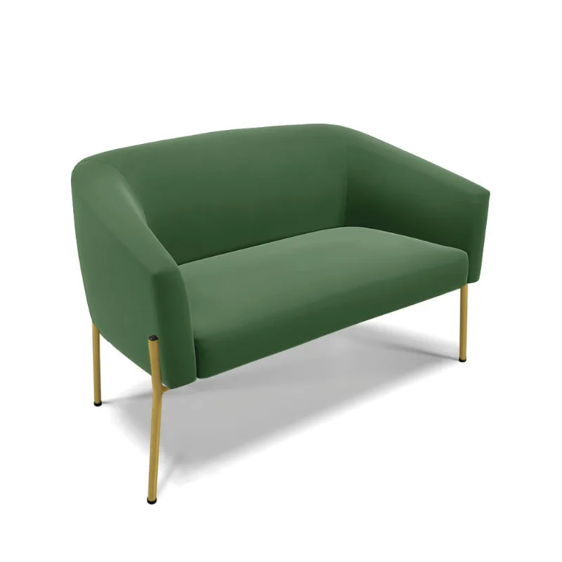 Sofá 2 Lugares Namoradeira Pé de Ferro Dourado Stella Suede D03 - D'Rossi Verde
