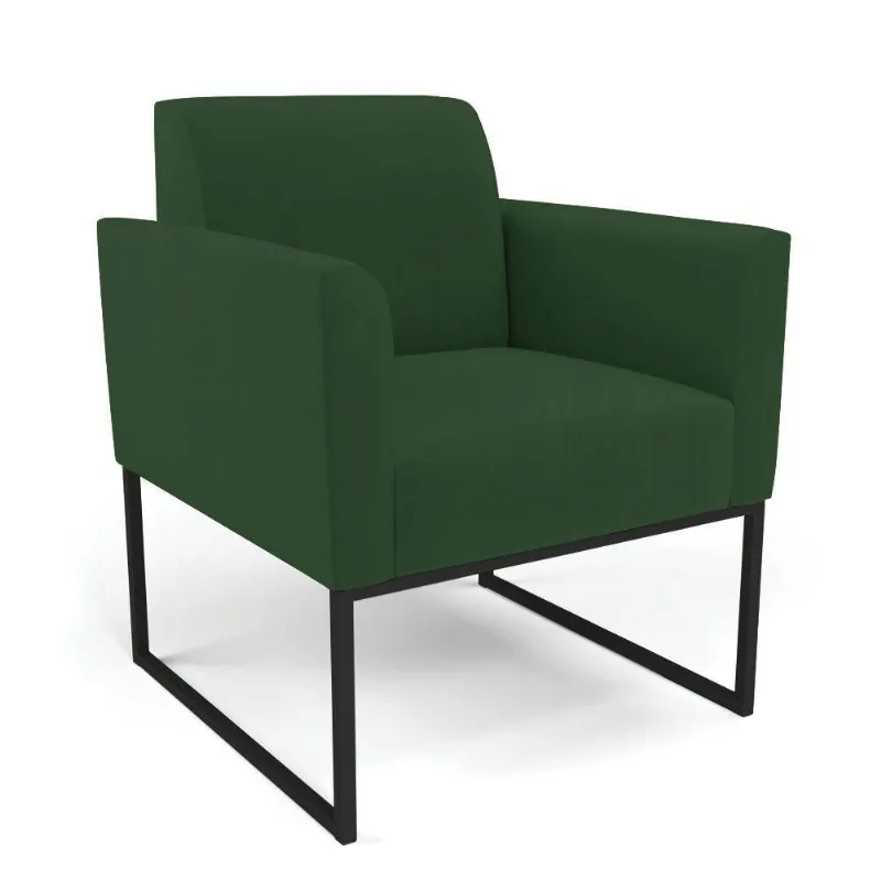 Poltrona Base Industrial Preto Marisa Veludo Verde D03 - D'rossi