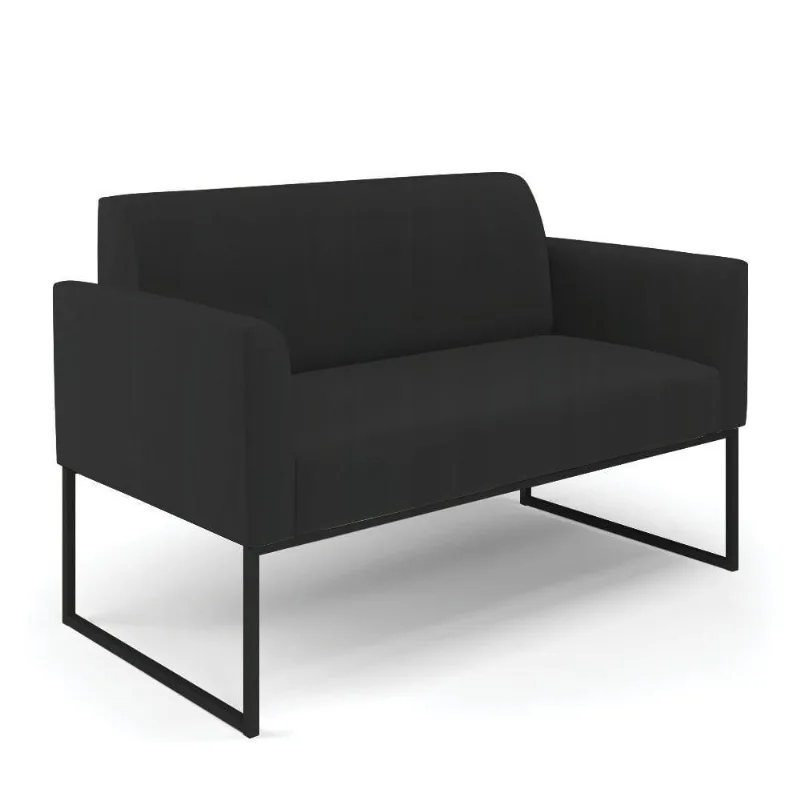 Sofá Namoradeira Base Industrial Preto Marisa Veludo Preto D03 - D'rossi