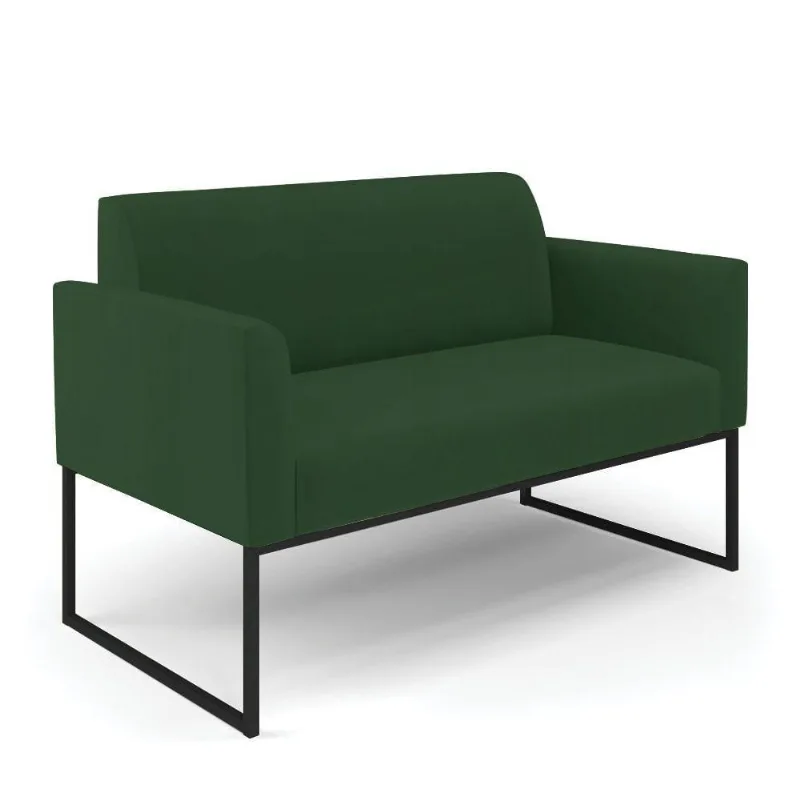 Sofá Namoradeira Base Industrial Preto Marisa Veludo Verde D03 - D'rossi