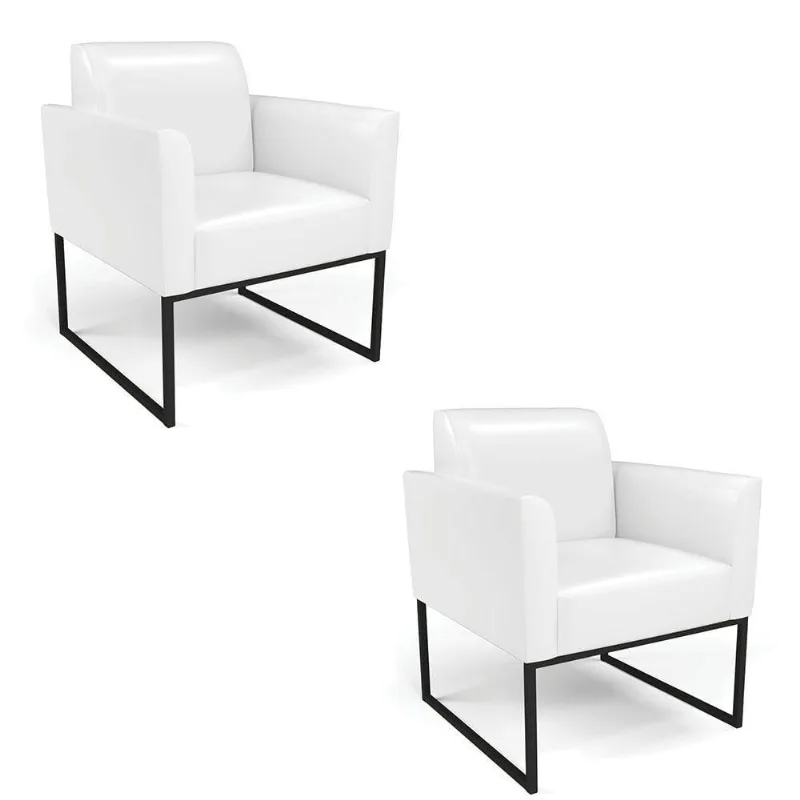 Kit 2 Poltronas Base Industrial Preto Marisa Corano D03 - D\'rossi Cor Branco