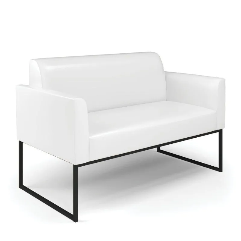 Sofá Namoradeira Base Industrial Preto Marisa Corano Branco D03 - D'rossi