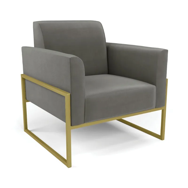 Poltrona Base Industrial Alta Dourado Marisa Suede D03 - D'Rossi Grafite