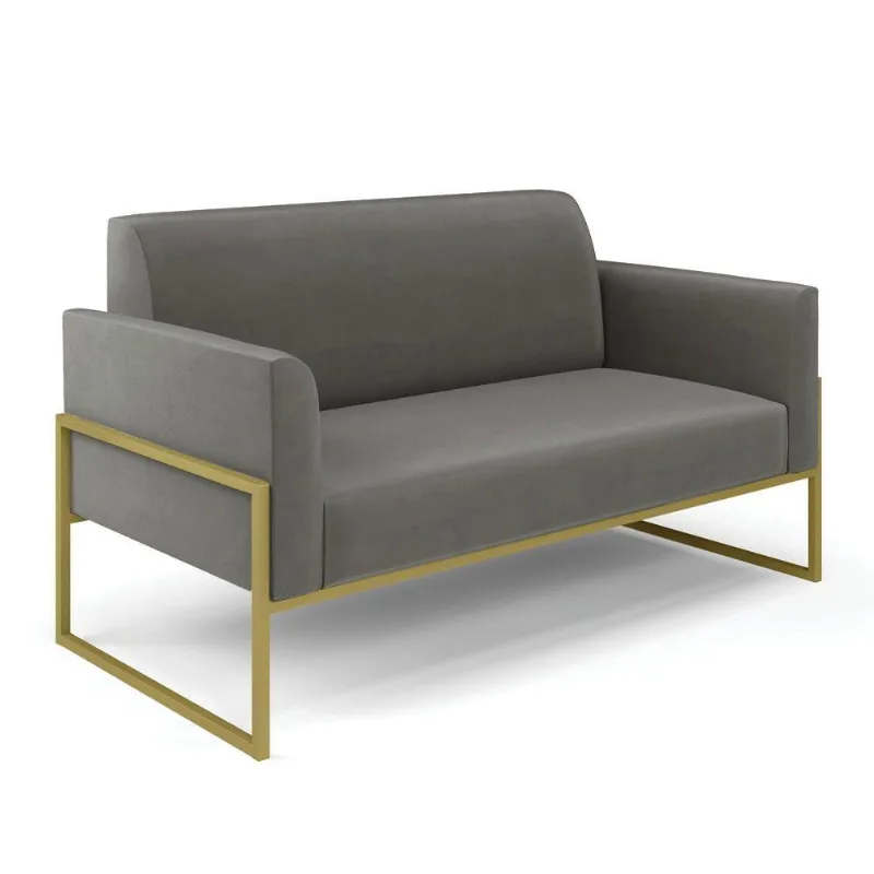 Sofá Namoradeira Base Industrial Alta Dourado Marisa Suede D03 - D\'rossi Cor Grafite