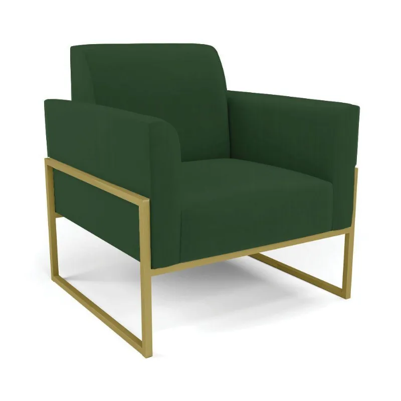 Poltrona Base Industrial Alta Dourado Marisa Veludo D03 - D\'rossi Cor Verde