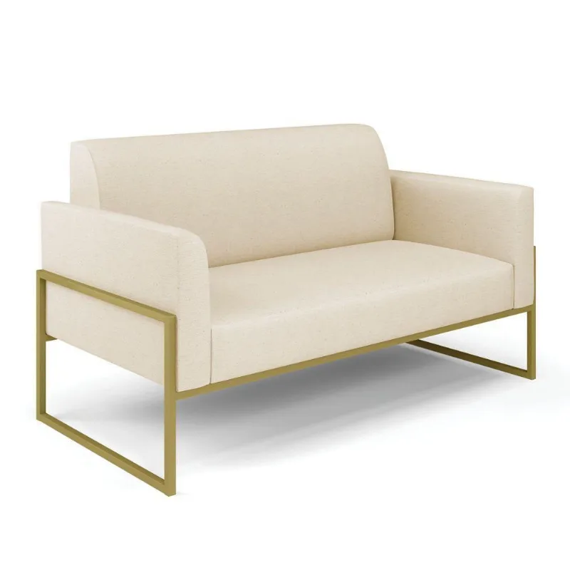 Sofá Namoradeira Base Industrial Alta Dourado Marisa Linho D03 - D\'rossi Cor A19 Bege