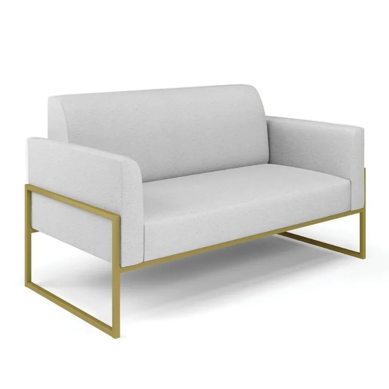 Sofá Namoradeira Base Industrial Alta Dourado Marisa Linho D03 - D\'rossi Cor A05 Cinza