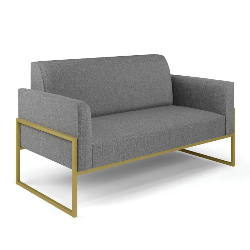 Sofá Namoradeira Base Industrial Alta Dourado Marisa Linho Grafite A26 D03 - D\'rossi