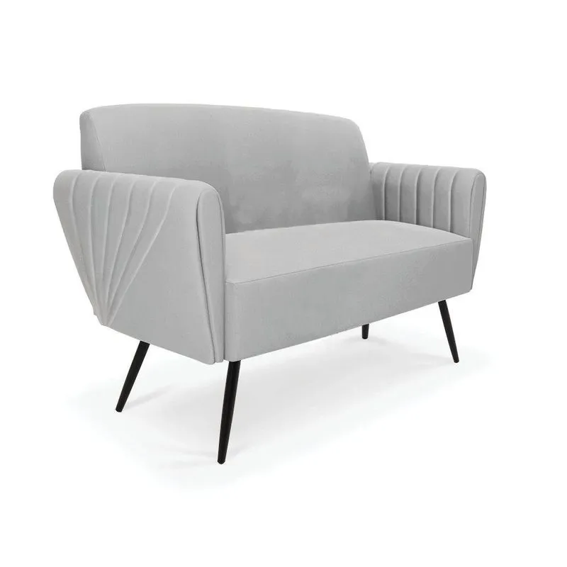 Sofá Namoradeira Pés Palito De Ferro Bruna Suede Cinza - D\'rossi
