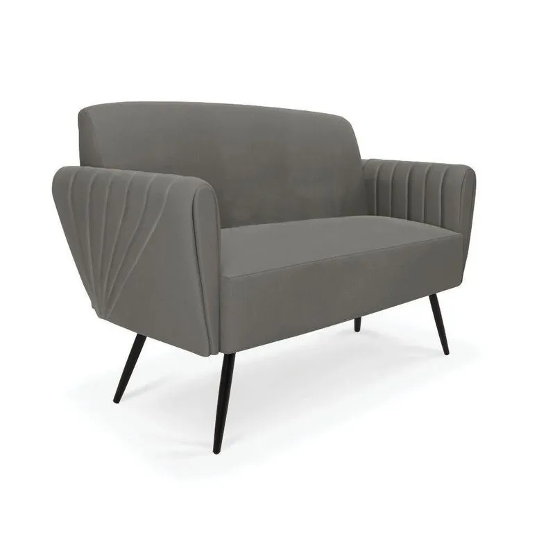 Sofá Namoradeira Pés Palito De Ferro Bruna Suede Grafite - D\'rossi
