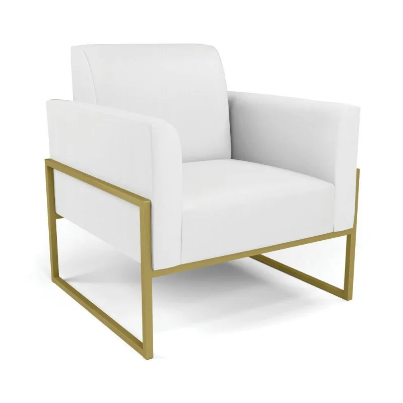 Poltrona Base Industrial Alta Dourado Marisa Corino Branco D03 - D\'rossi