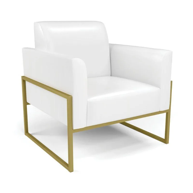 Poltrona Base Industrial Alta Dourado Marisa Corano Branco D03 - D\'rossi