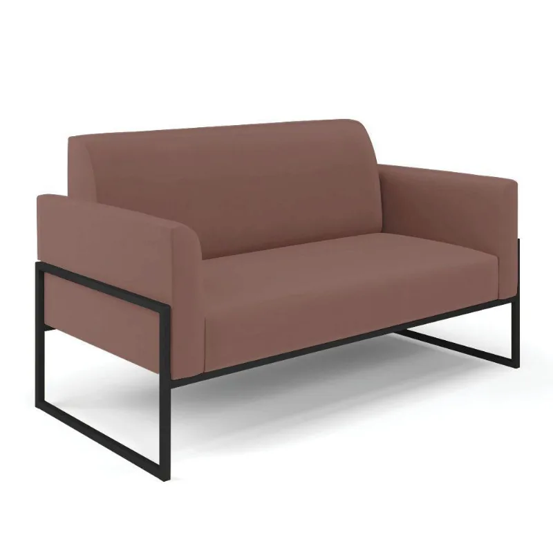 Sofá Namoradeira Base Industrial Alta Preto Marisa Veludo Rosê D03 - D\'rossi