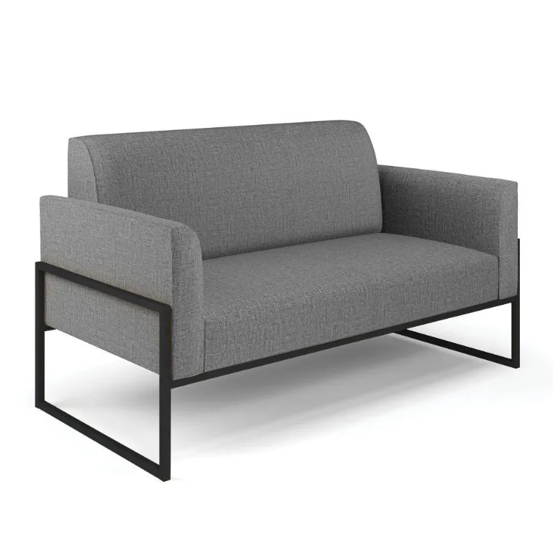 Sofá Namoradeira Base Industrial Alta Preto Marisa Linho Grafite A26 D03 - D\'rossi