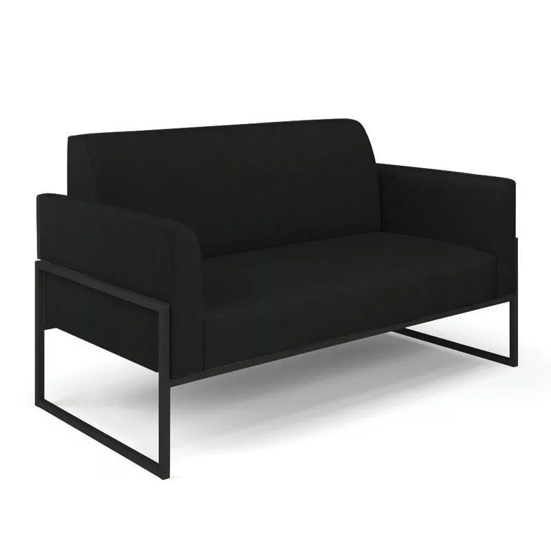Sofá Namoradeira Base Industrial Alta Preto Marisa Linho Preto A79 D03 - D\'rossi