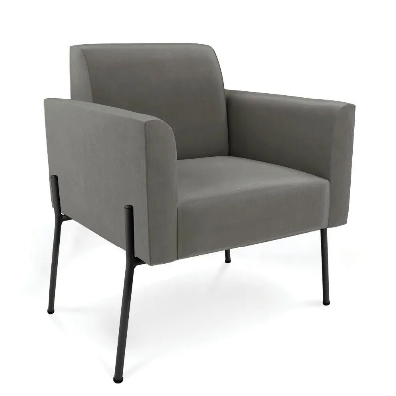 Poltrona Pé De Ferro Preto Para Sala Elisa Suede - D'rossi Cor Grafite