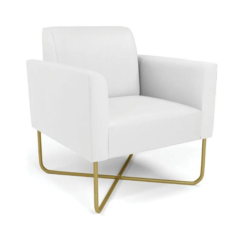 Poltrona Base X Industrial Dourado Marisa Corino Branco D03 - D\'rossi